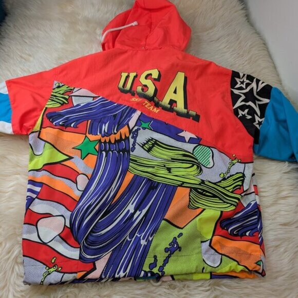 Vintage Goldwin USA Ski Team Windbreaker Comic Book Print All Over Men Large - Picture 14 of 16